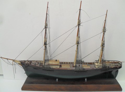 Sovereign of the Seas Wooden Model: Choice Hand Crafted Sovereign of the Seas Wooden Model Created in the 1920s by old Yarmouth sea captain. Original condition. Mounted on its original wood plinth. 24 1/2" long x 17" tall
