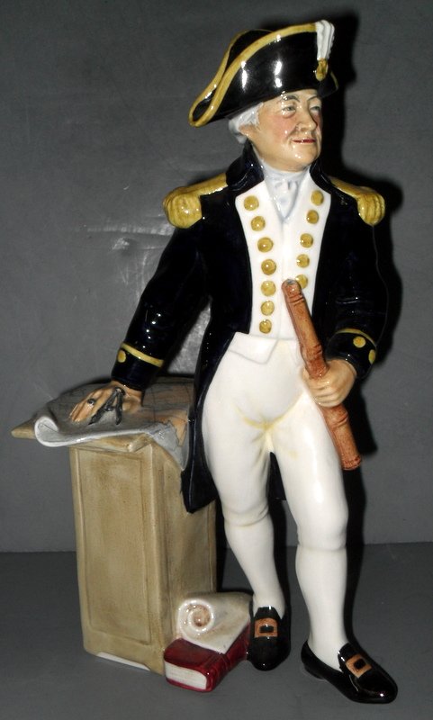 Royal Doulton Figurine The Captain: Royal Doulton entitled The Captain. Probably depicts Lord Nelson or similar hero of British Naval history. Marked HN2200, copyright 1964. 9 1/2" tall