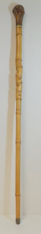 Bamboo Burl Pommel Head Sword Cane: Rare Bamboo & Burl Pommel Head Toledo Sword Cane - 1897 Bamboo sword cane with burled head, pommel handle, steel blade marked "Toledo 1897". Overall length 36"