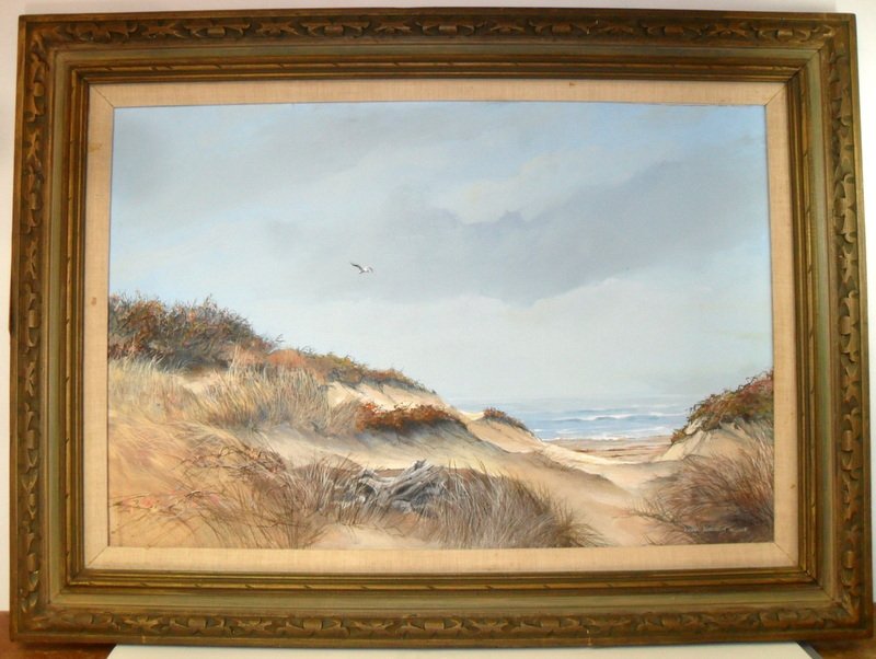 O/C Natural Sand Dunes With Sea Bird: O/C Natural Sand Dunes With Sea Bird - Dana Gibson Noble (1915-1977) Renown New England painter Dana Gibson Noble - former member of the Salmagundi Club. He was a graduate of the Yale Art School and n