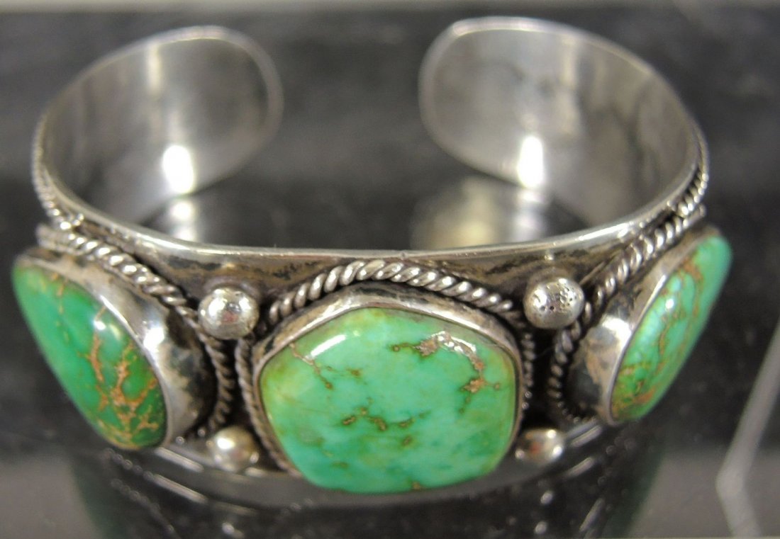 Vintage Navajo Sterling and Turquoise Cuff Bracelet (1 of 5)