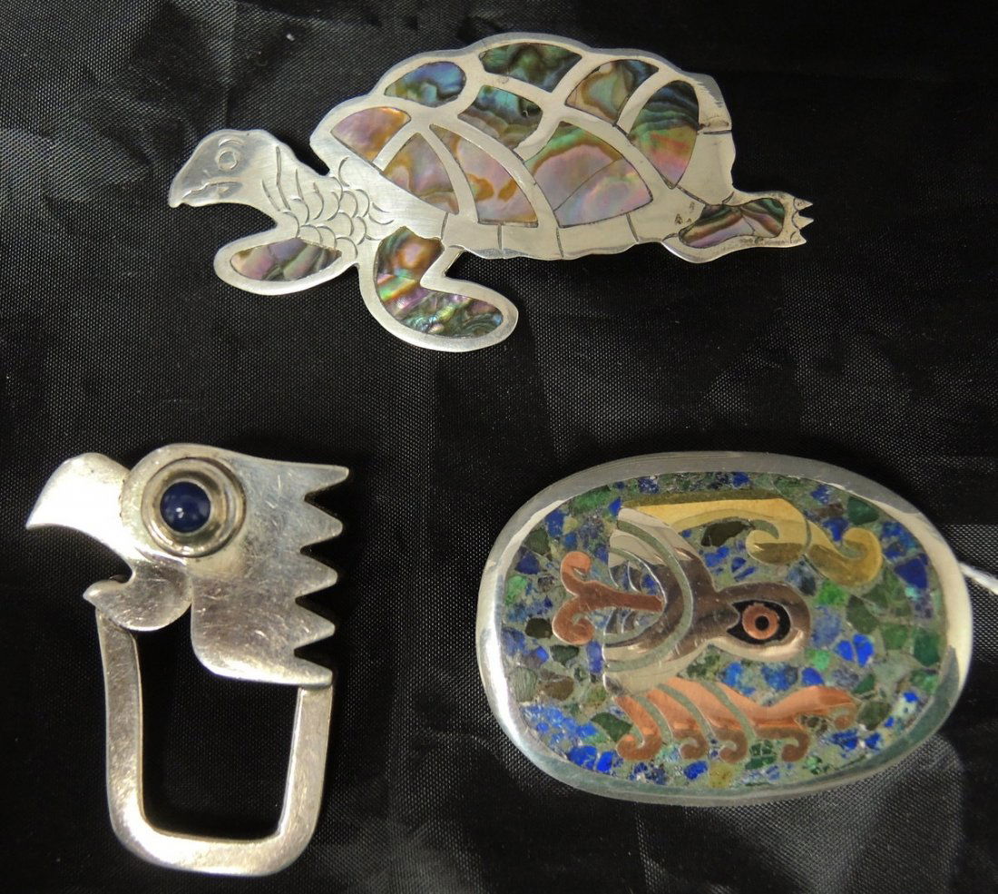 Selection of Inlaid Taxco Sterling Jewelry (1 of 10)