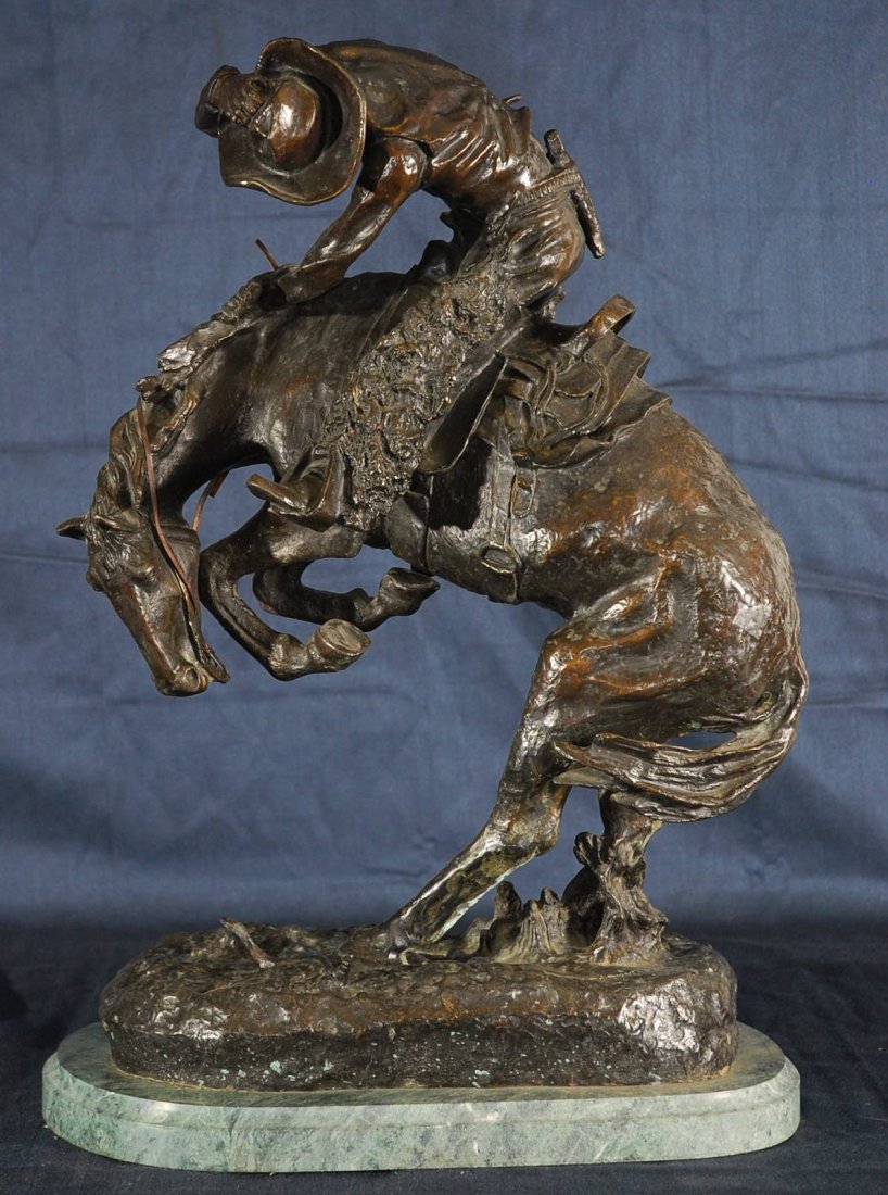 After Frederic Remington Bronze Statue: After Frederic Remington Bronze Statue on marble base "Rattlesnake"