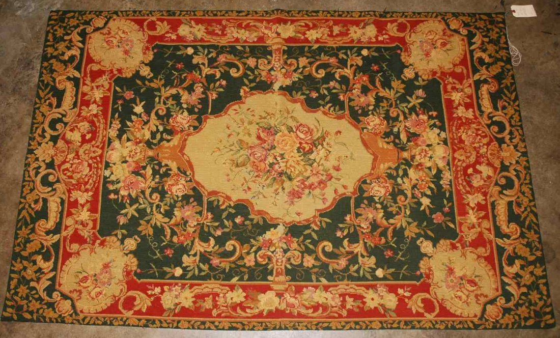 Oriental Aubusson Hand Made Tapestry: Hand made Oriental Aubusson Tapestry 3'10" x 5'10". In bright, vibrant floral design.