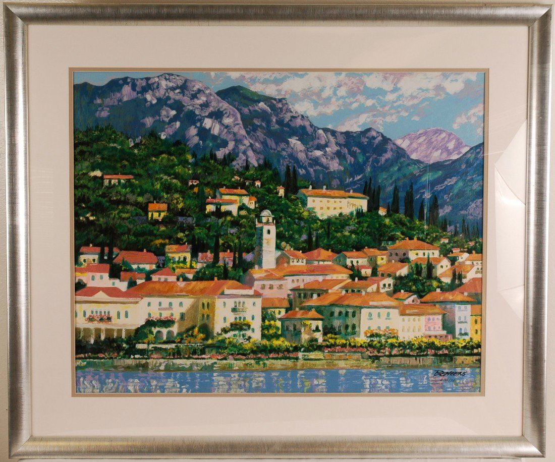 Howard Behrens "Bellagio Hillside" Signed & No.: Howard Behrens "Bellagio Hillside" Limited edition Serigraph, hand signed & numbered #R36/350. Framed 39" x 33". Comes with COA