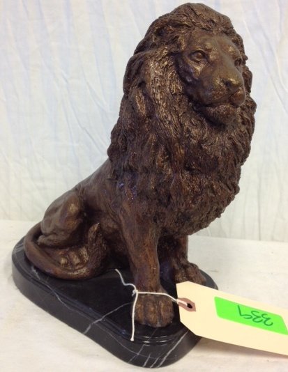 Lion King Bronze on Marble Base: Solid bronze Lion King standing on marble base. 11".
