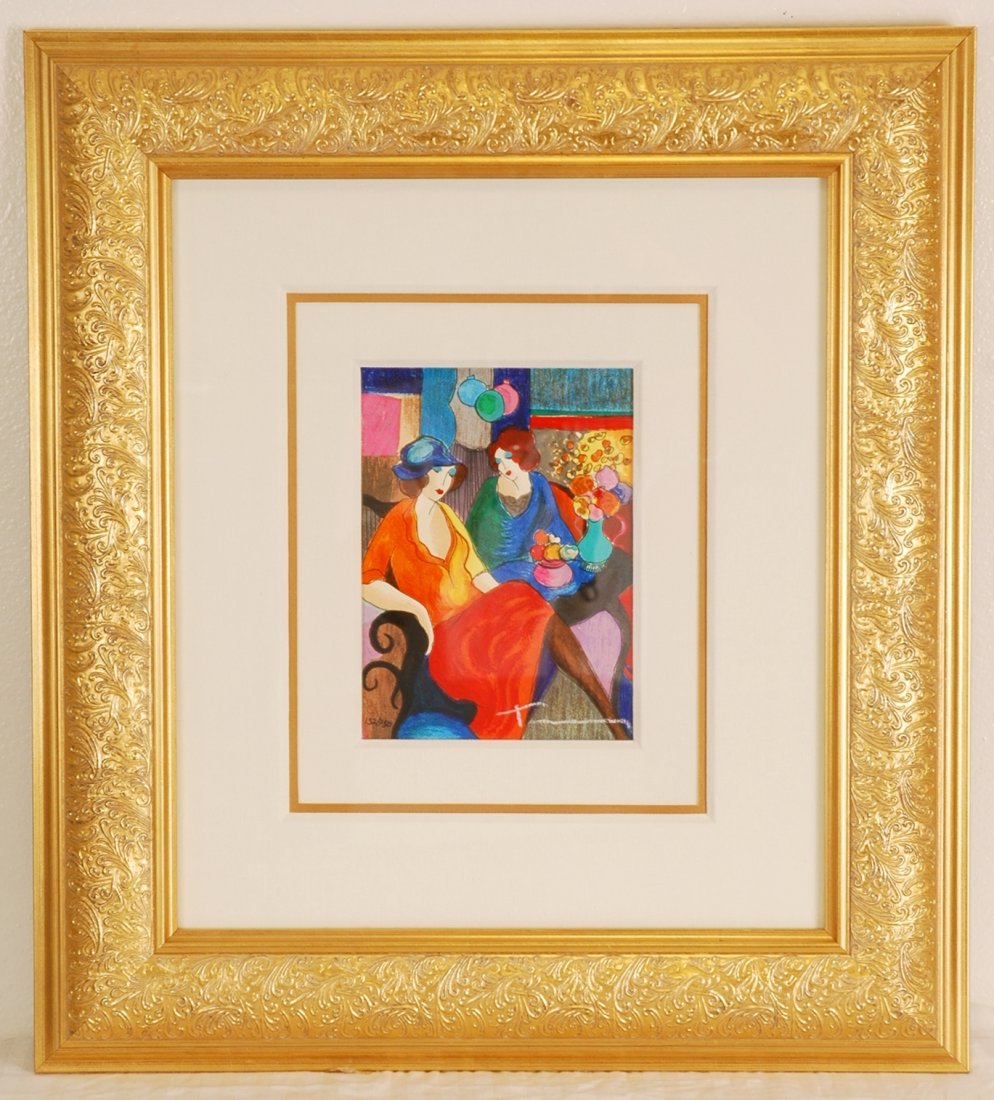 Itzchak Tarkay (1935 - 2012) "Chit Chat" Hand Sign: Itzchak Tarkay "Chit Chat" Limited Edition Serigraph on paper, hand signed by the artist. 25" x 22.5"