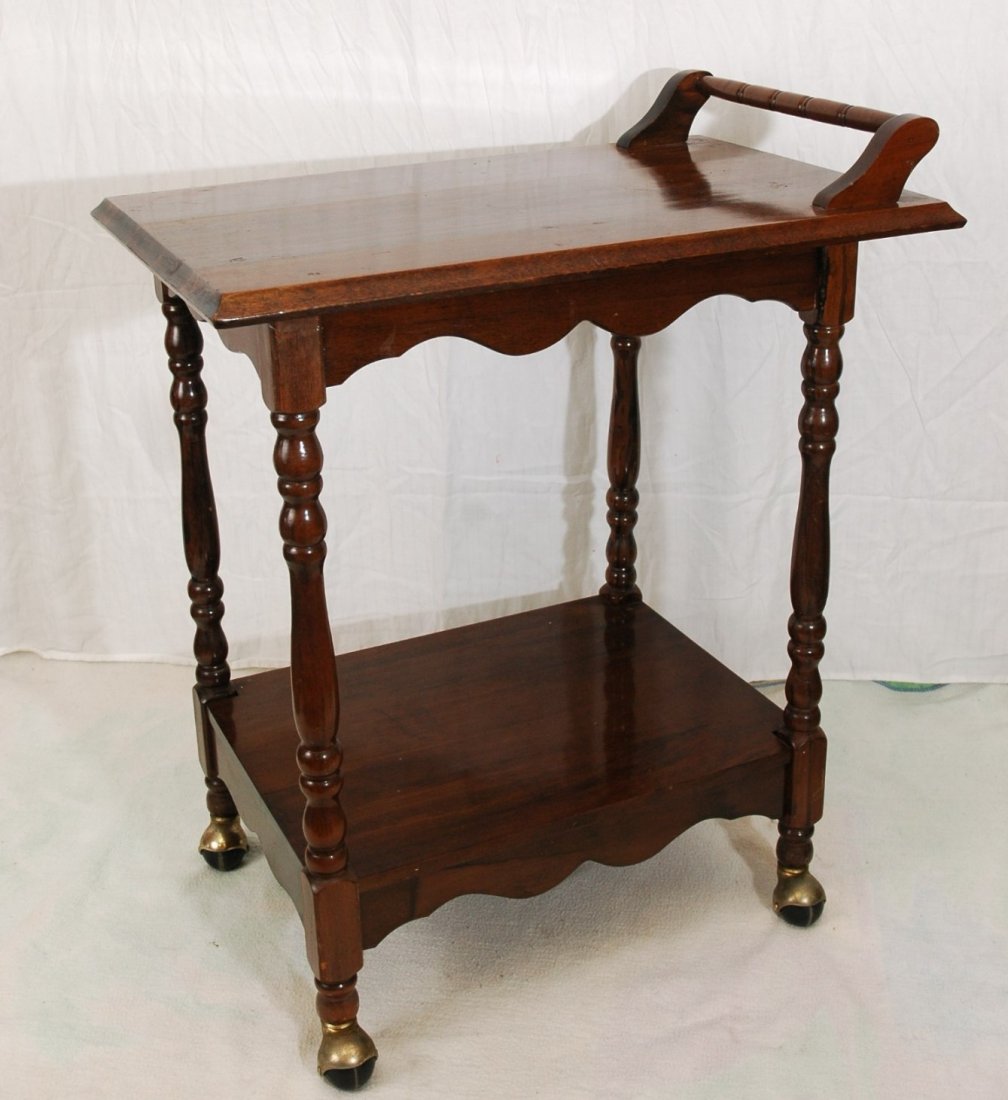 Vintage Wooden Serving Cart: Vintage wooden serving cart with wheels 30" H x 28" D