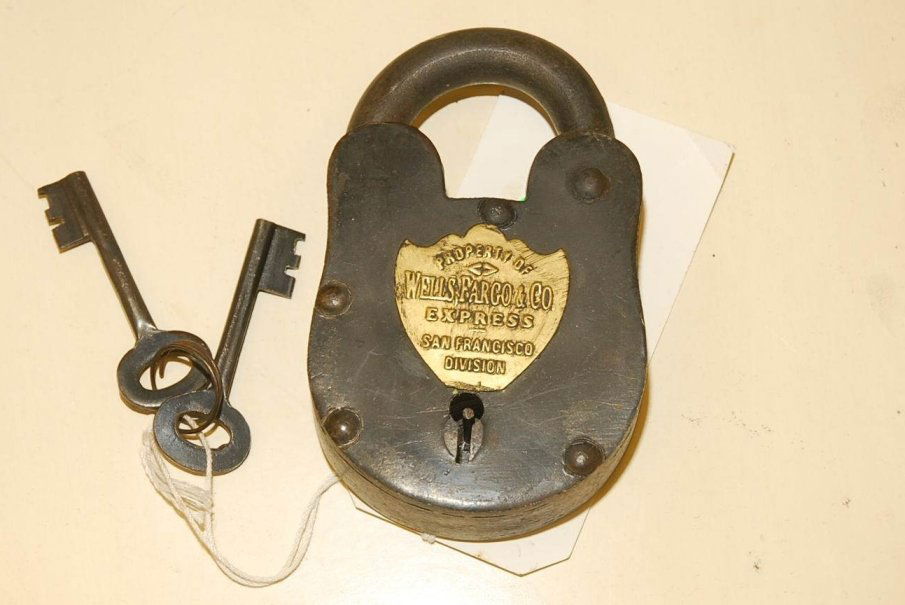 Replica of Antique Wells Fargo Express Lock with Key