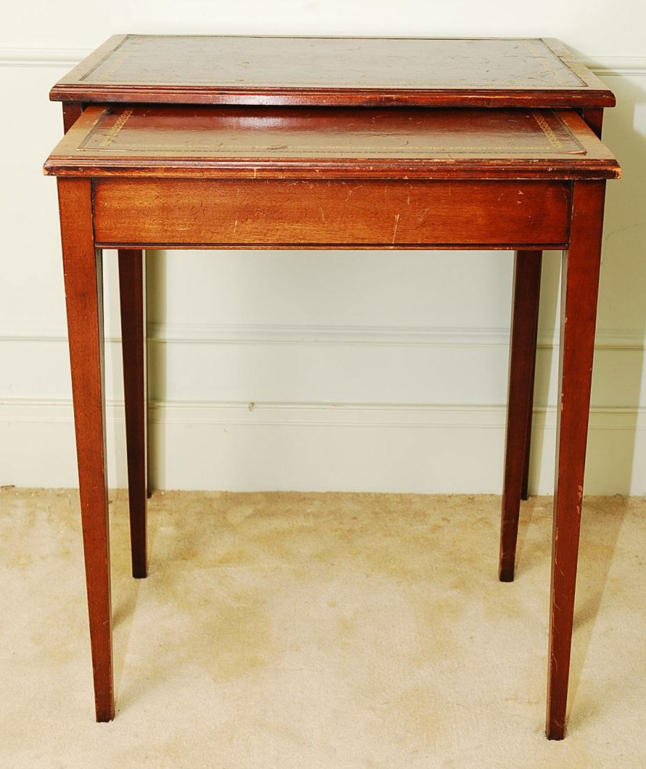 Pair of Vintage Leather Top Mahogany Nesting Tables Mar 17, 2013