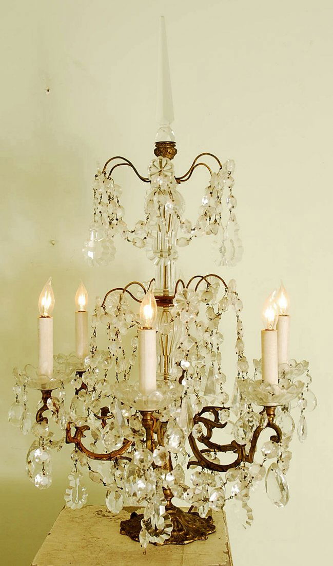 Antique Crystal Chandelier Table Lamp