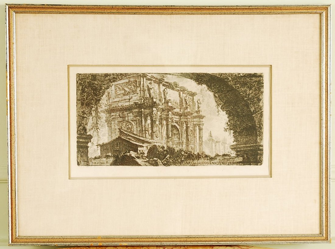 Antique Original Etching by Giovanni Battista Piranesi : This is a magnificent original etching by internationally acclaimed artist and printmaker GIOVANNI BATTISTA PIRANESI (Italian, b. 1720 Venice, d. 1778 Rome) entitled "Alcuneve vente di Archi Triomfall