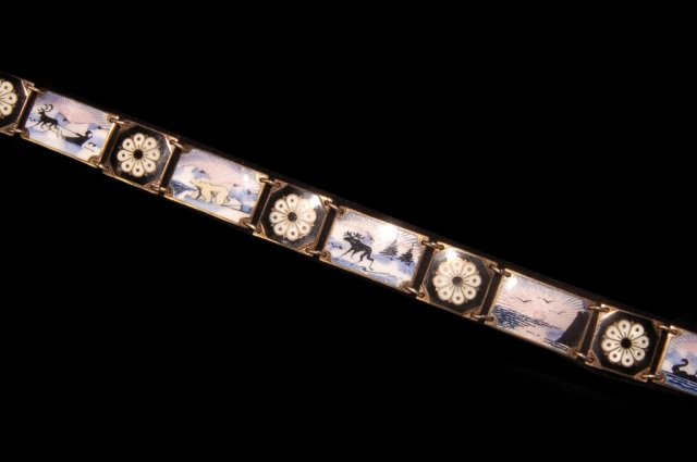 David Andersen Norway Sterling Polar Bear Bracelet: David Andersen Norway Sterling Silver Bracelet Vintage Enamel, Mid Century