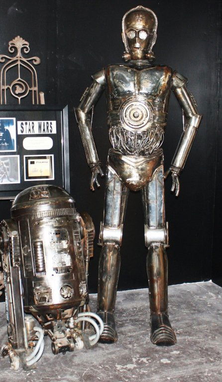 Star Wars Inspired Sculptures made from recycled a Star: Star Wars Inspired Sculptures made from recycled automotive parts. "C3PO 81H"x34"W and R2D2 41"H x 22"W". By KoArt. Original one of a kind. Condition: Excellent