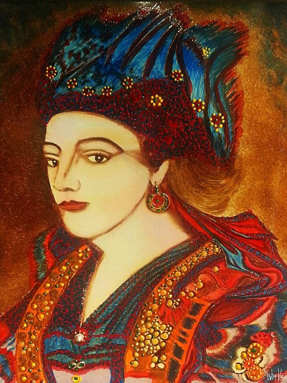 William Verdult, "Catherine" 36'x36". Oil on Canva: William Verdult, "Catherine" 36'x36". Oil on Canvas with Jewels Original, from the European King and Queens Collection. Includes Appraisal Condition: Excellent