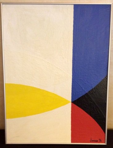 Sidney Jonas Budnick, With and Without, 1976, Orig: Sidney Jonas Budnick, Entitled: With and Without, 1976, Original Oil on Board, Hand signed and dated by the artist, overall approx 18 x 24 inches.