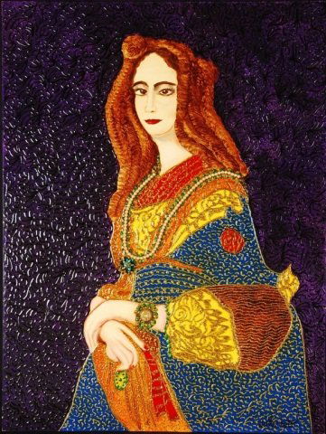 Wiliam Verdult "Queen Louisa of the Belgian"Oil: William Verdult (The Dutchmaster) (1937 - ) Title: Queen Louisa of the Belgian, Original mixed media on panel, hand signed by the artist. Encrusted with genuine gemstones. From the Kings and Queens of