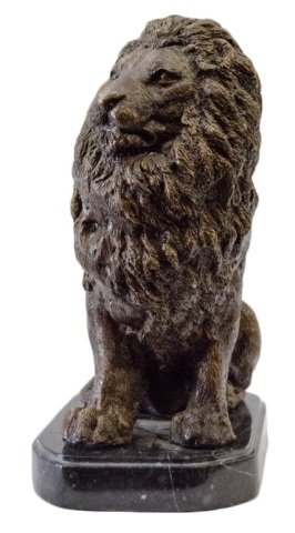 Art Deco Bronze Sculpture "Lion King" 11"H: Lion King Art Deco Bronze sculpture mounted on a beautiful marble base. 11 inches tall.