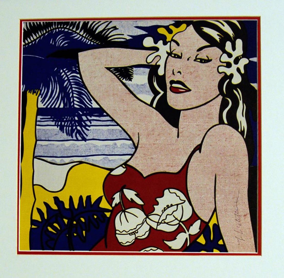 Roy Lichtenstein "Aloha" Hand Signed: measures 11 x 11 inches, pen signed by the artist lower right,condition mint ,never been framed