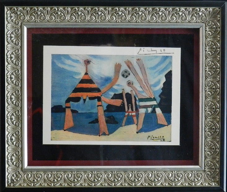 Pablo Picasso Print "Hand Signed" Authenticated: by David Smith Art Historian,measures 9 1/2 x 7 inches,framed size 15 x 13 inches,framed with glass front and back,pencil signed by the artist upper right