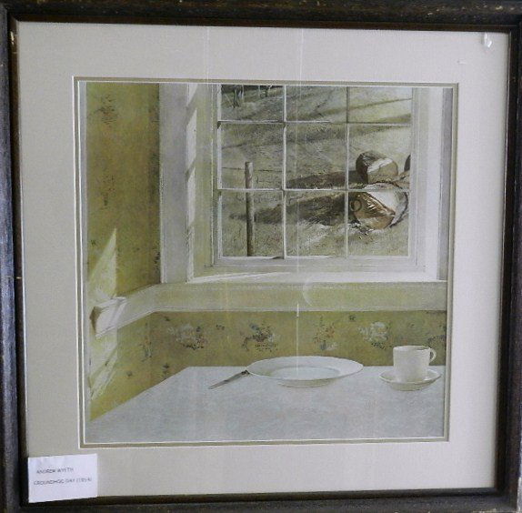 Andrew Wyeth Lithograph 1959: "Groundhog Day" 26 x 26 Framed