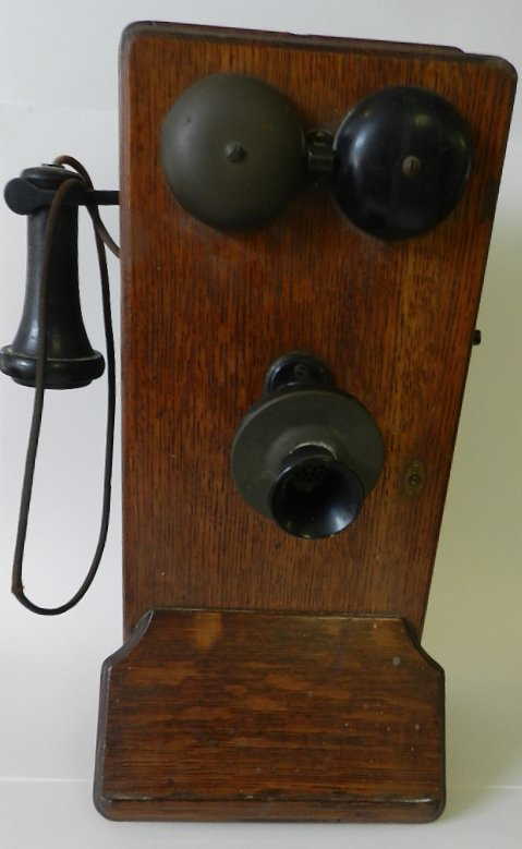 155: Antique 1913 Western Electric Oak Wall Phone - 155: Antique 1913 Western Electric Oak Wall Phone