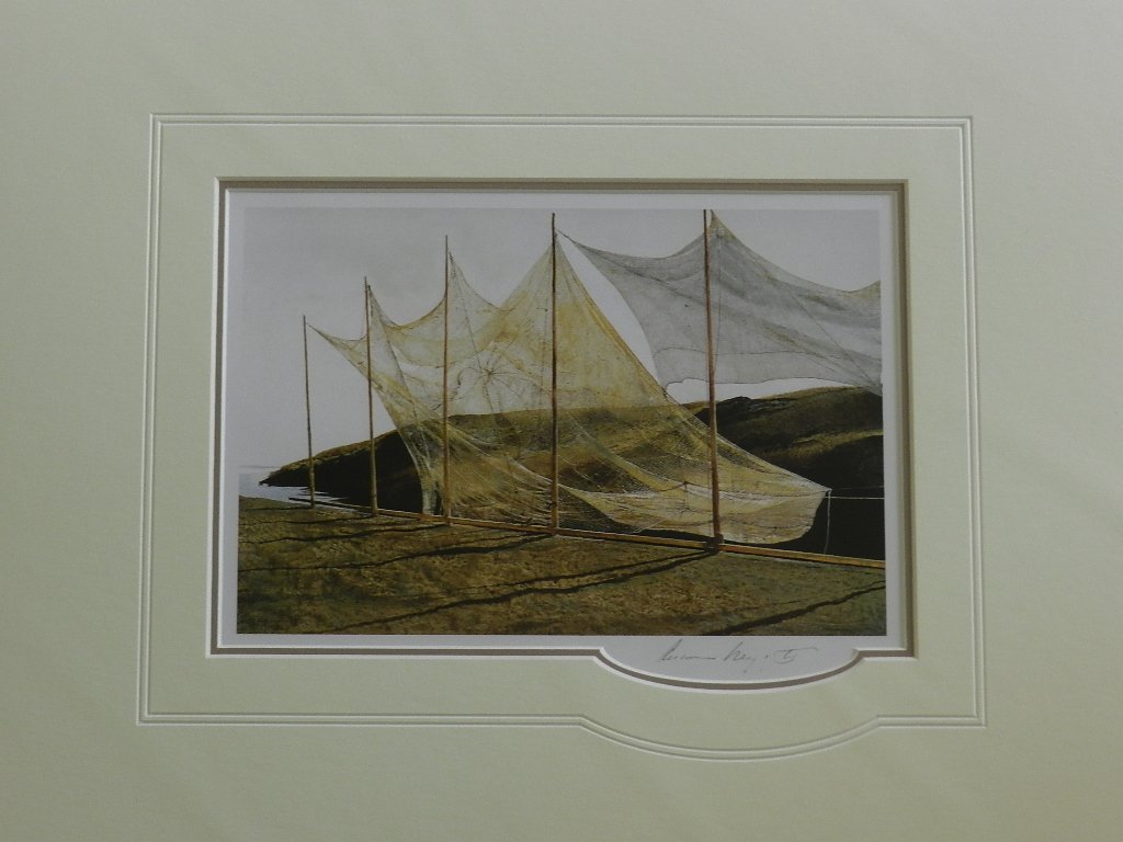 Andrew Wyeth "Pentecost" Pencil Signed: Custom matted measures: 20" x 16" inches. Sight: 10" x 7" inches. Unframed, Hand signed print. COA included.