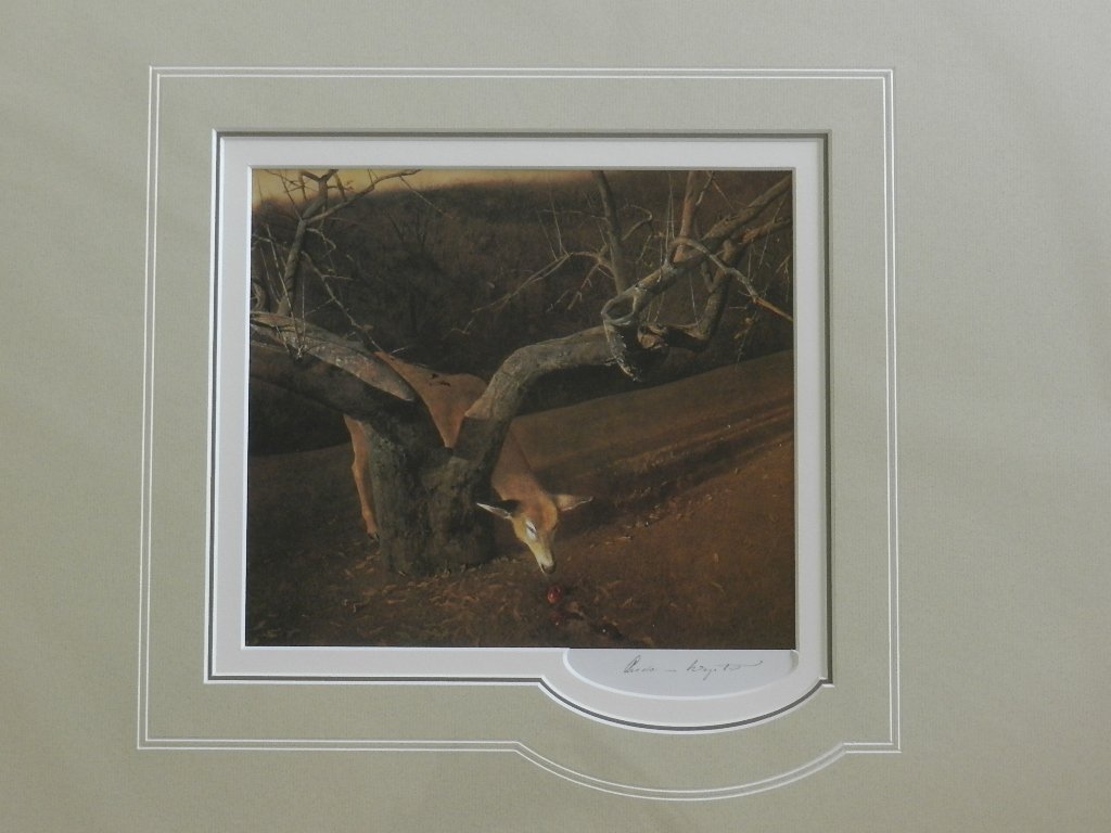 Andrew Wyeth "Jacklight" Pencil Signed: Custom matted measures: 20" x 16" inches. Sight: 8" 1/2 x 7" 1/2 inches. Unframed, Hand signed print. COA included.