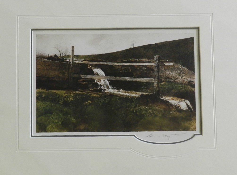 Andrew Wyeth "Unknown" Pencil Signed: Custom matter measures: 20" X 16" inches, Sight: 11.5" x 7.5" inches. Unframed, Hand signed lithograph. COA included.