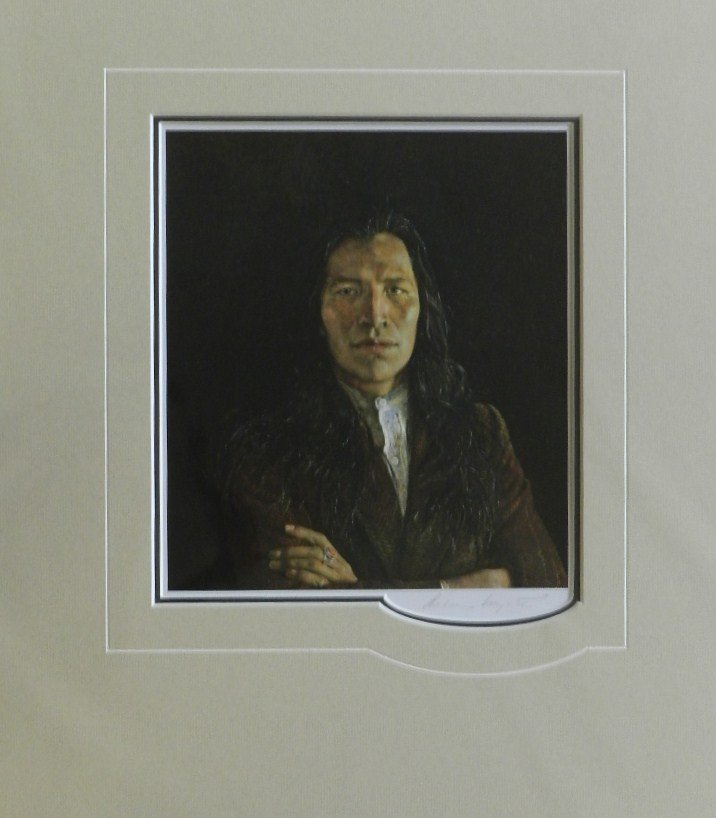 Andrew Wyeth "Nageeshik" Pencil Signed: Custom matter measures: 20" X 16" inches, Sight: 9" x 8.5" inches. Unframed, Hand signed lithograph. COA included.