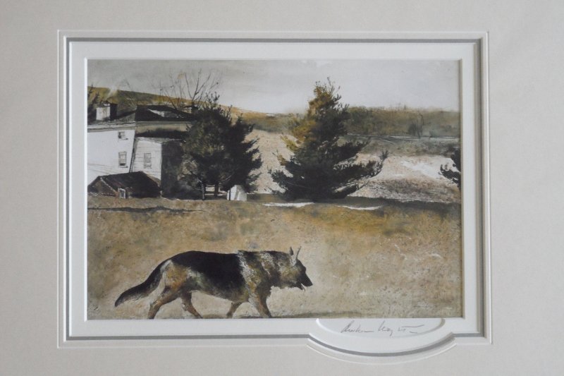 Andrew Wyeth "Unknown" Pencil Signed: Custom matted measures: 20" x 16" inches. Sight: 8" x 11" inches. Unframed. Hand signed print. COA included.