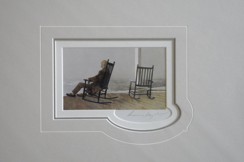 Andrew Wyeth "Sea Legs" Pencil Signed: Custom matted measures: 20" x 16" inches. Sight: 6.5"x 4" inches. Unframed. Hand signed print. COA included.