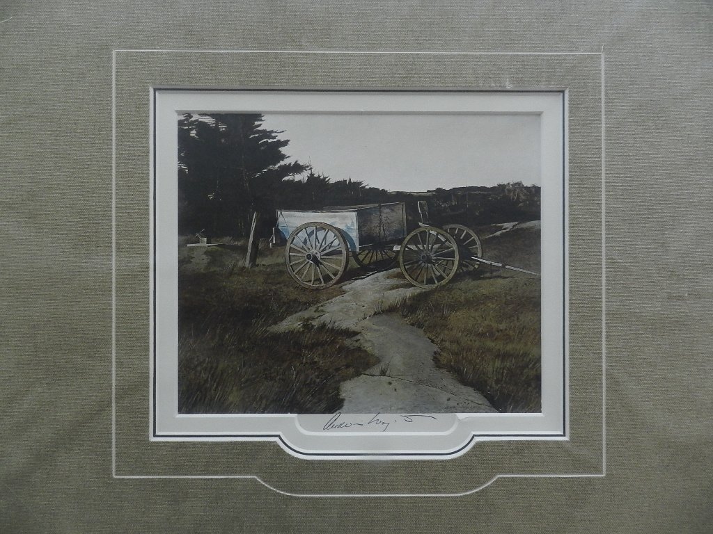 Andrew Wyeth "Untitled" Pen Signed: Custom matted measures: 18" x 17" inches. Sight: 9" x 8" inches. Unframed. Hand signed print. COA included.