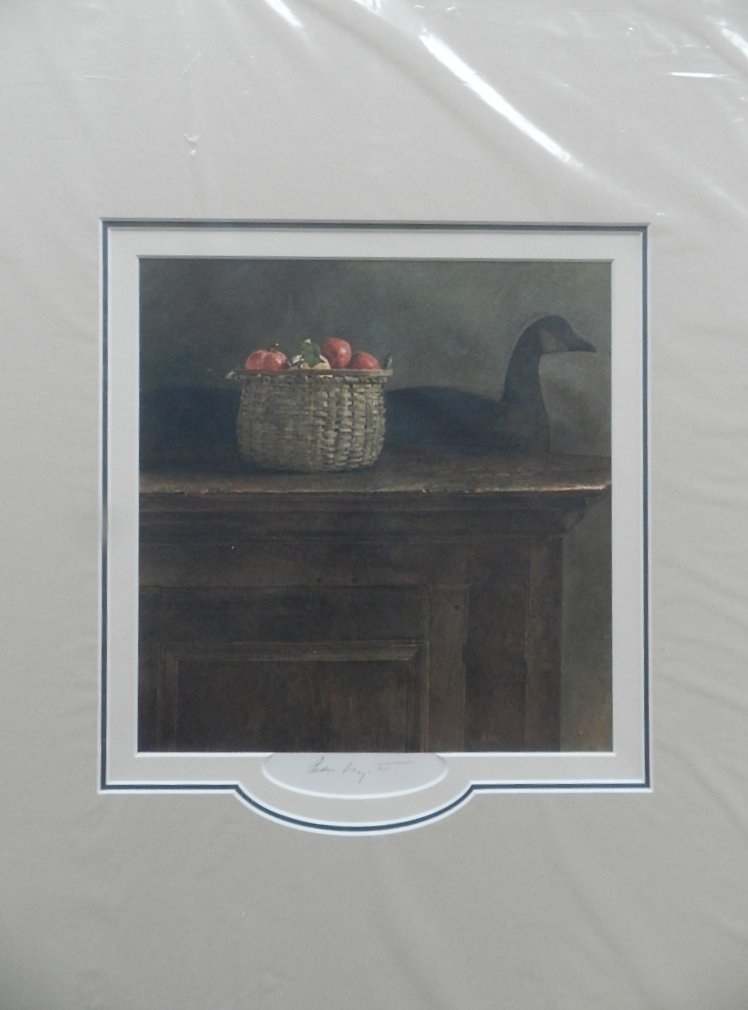 Andrew Wyeth "Wolf Rivers" Pencil Signed: Custom matted measures: 24" x 20" inches. Sight: 10.5" x 10" inches. Unframed. Hand signed print. COA included.