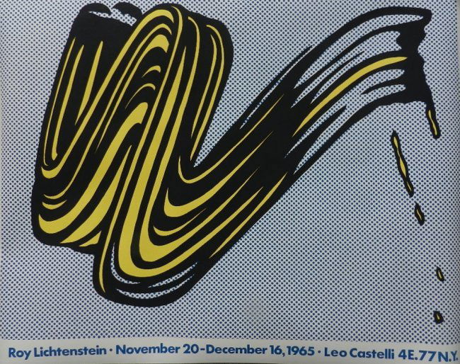 Roy Lichtenstein BRUSHSTROKE 1965: 25x30 inches total, offset lithograph published by Leo Castelli - 1965.
