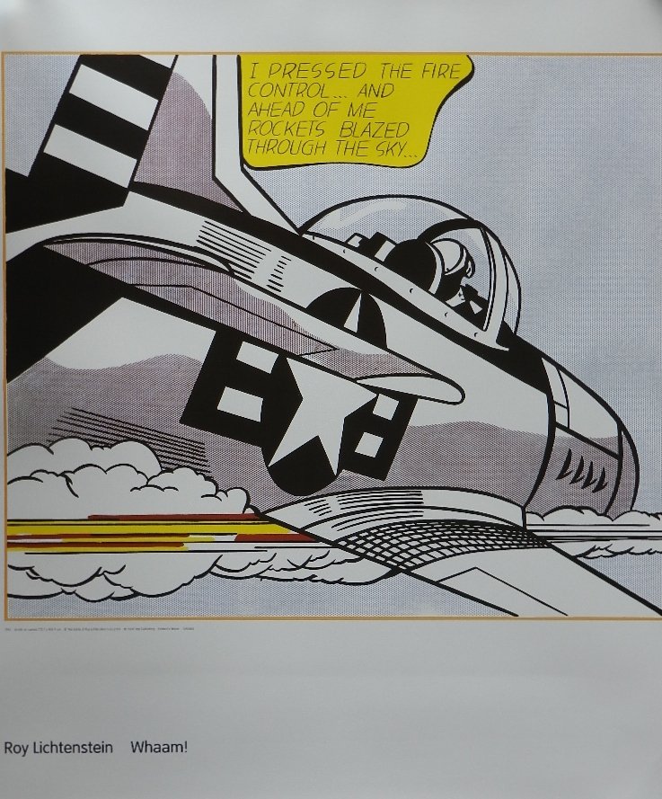 Roy Lichtenstein, Wham, Diptych, Lithograph: Artist: Roy Lichtenstein Title: Wham (Diptych) Year: 1996 Medium: Offset Lithographs Paper Size: 32" x 23.5" each Published by the Tate Museum, London.