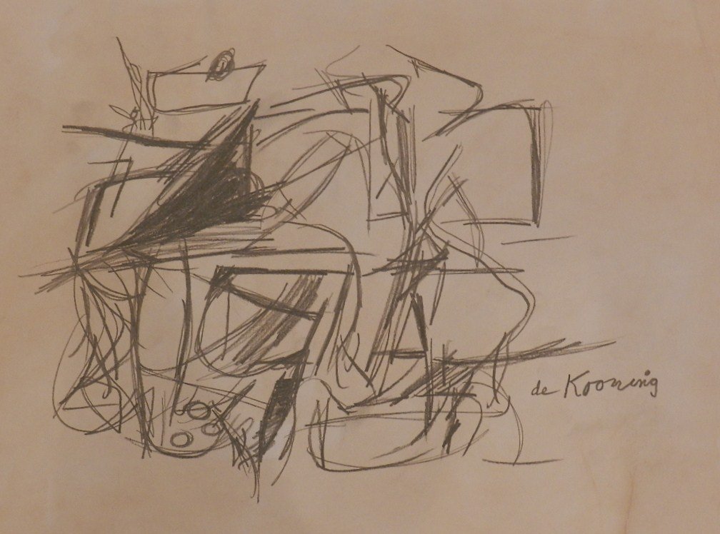 Willem De Kooning Charcoal Sketch: measures 16 x 11.5 inches,signed de Kooning L.R.,Private collection U.K.,attributed to Willem De Kooning