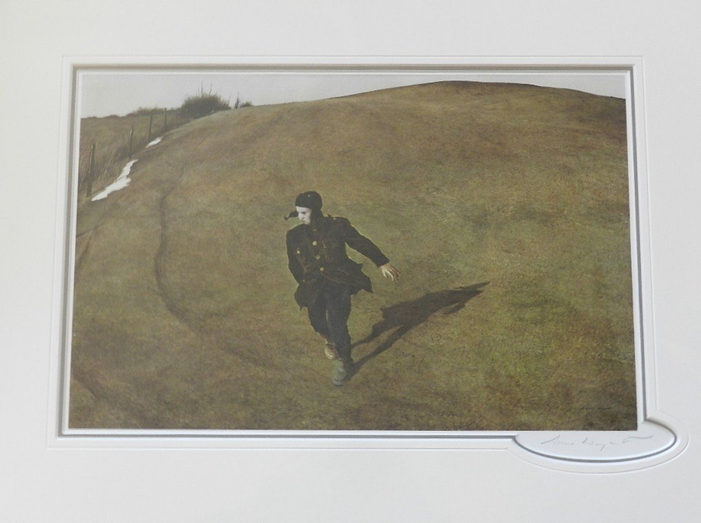 Andrew Wyeth Pencil Signed "Winter 1946": Measures: 16x20 inches total, sight: 10x15, pencil signed lower middle, matted & includes COA
