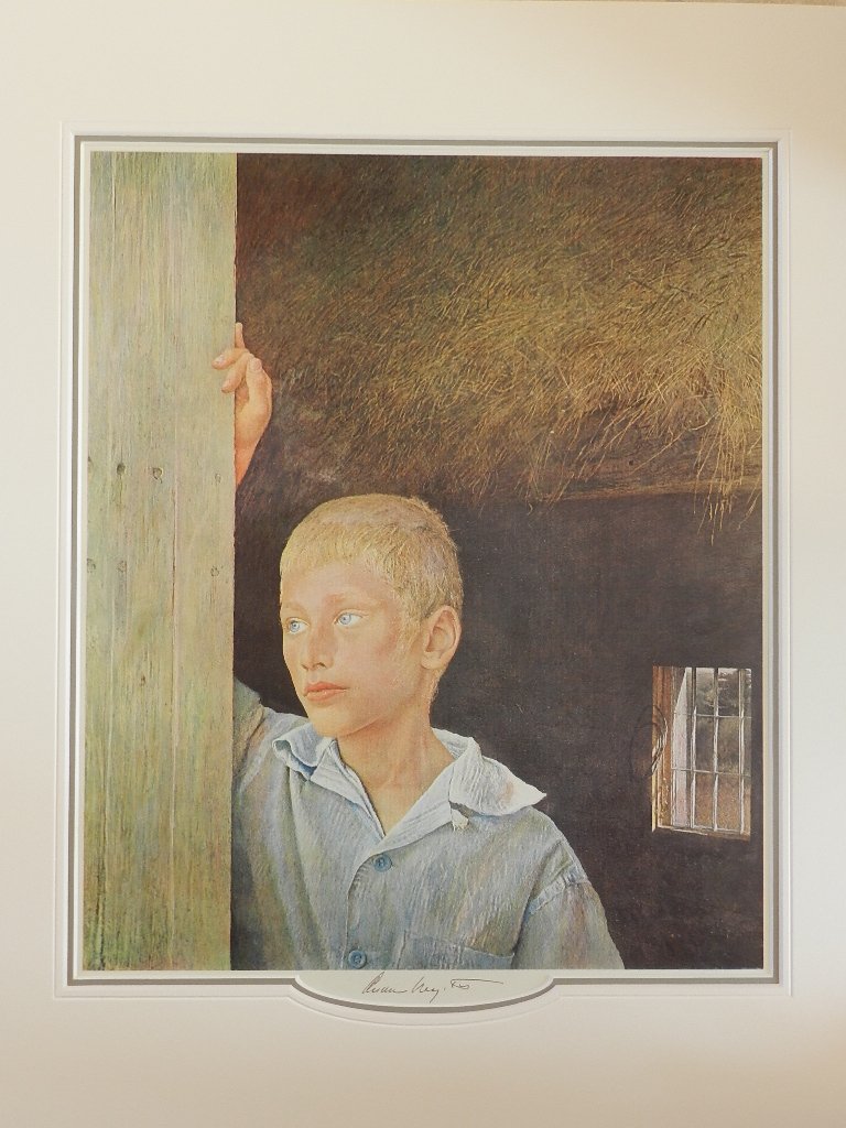 Andrew Wyeth "Albert's Son" Pen Signed: Custom matted measures: 20" x 16" inches. Sight: 14x12 inches. Unframed. Hand signed print. COA included