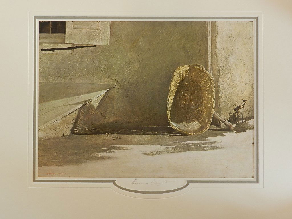 Andrew Wyeth "Monday Morning" Pencil Signed: Custom matted measures: 20" x 16" inches. Sight: 10.5x14 inches. Unframed. Hand signed print. COA included.