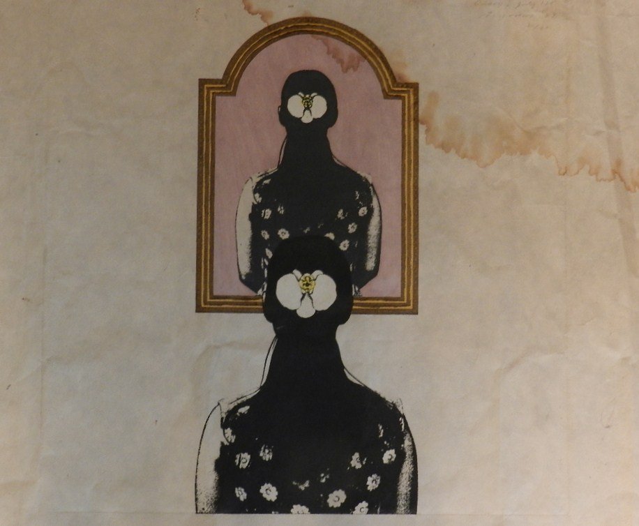 Original Tetsuya Noda, Doreet with White Flower, 1: Color woodcut and serigraph on handmade paper. Measures: 24" x 24" inches. Pencil signed,titled, dated and numbered 2/20, upper right.