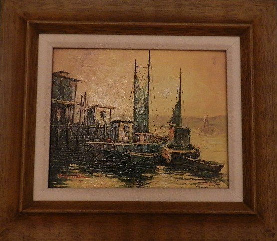 Original oil painting by P.G. Tiele Circa 1960: Measures 10 x 8 inches sight, framed 15 x 13 inches, retains gallery stamp (DYNASTY GALLERIES LTD) 20th century italian artist, sighned by the artist l.l.