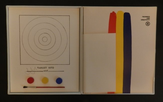 Jasper Johns (b.1930) technics and creativity ii: Technics and Creativity. Gemini Gel. With an Essay by Riva Castleman/Jasper Johns issued by the Museum of Modern Art, New York, 1971. White plastic box containing catalogue and original Johns offset-l
