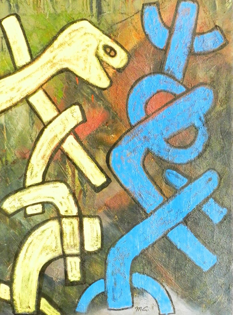 Oil on Canvas Signed Goeritz: Measures: 31.5x23.5 inches, signed lower right, stamped verso, attributed Artist Bio: Mathias Goeritz spent his childhood in Berlin. He began studying philosophy and the history of art at Berlin's Fri