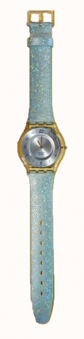 Women's Blue Swiss Swatch: New in original box.