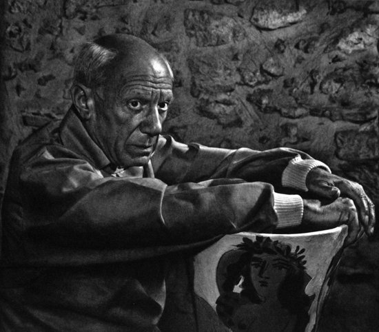 Original Pablo Picasso Photogravure by Yousuf Karsh: measures 11.75 x 9 inches, Circa 1960's Karsh Studio