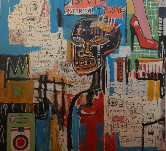 Oil Stick on Board Signed Basquiat: Measures: 48x48 inches, signed verso , sold as attributed,manner of basquiat Artist Bio: Jean-Michel Basquiat (December 22, 1960 – August 12, 1988) was an American artist. He began as an obscure gra
