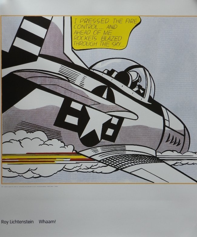 Roy Lichtenstein, Wham, Diptych, Lithograph: Artist: Roy Lichtenstein Title: Wham (Diptych) Medium: Offset Lithographs Paper Size: 32" x 23.5" each Published by the Tate Museum, London.