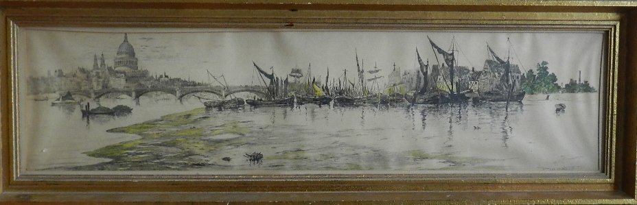 Frederick Leo Hunter Sailboat Lithograph: Measures: 8x29 inches sight, plate signed lower right