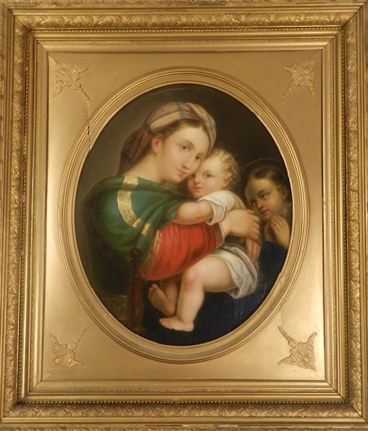 After Raphael Oil On Canvas Madonna And Child 19th c - 2